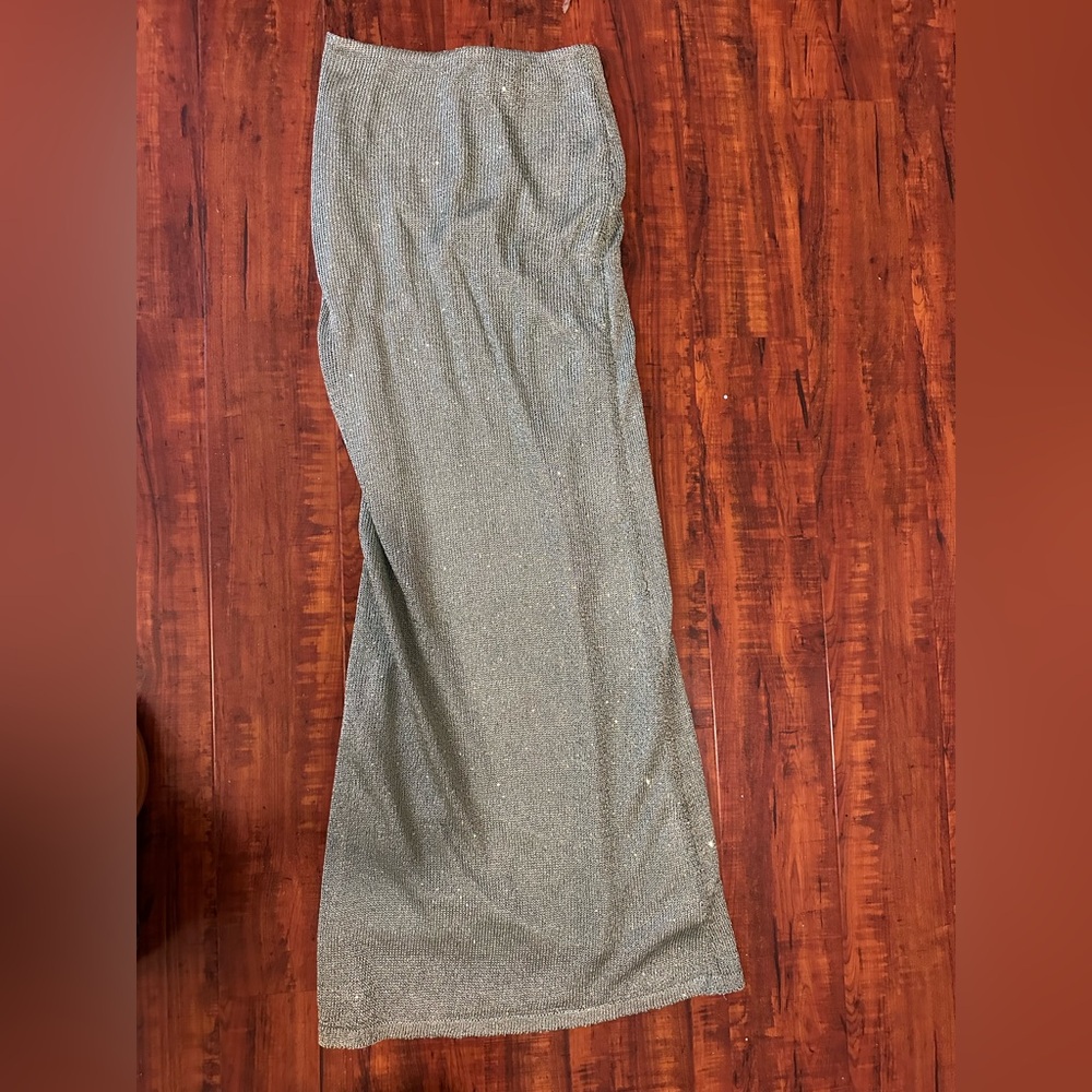 Tiger Mist Shimmering Silver Maxi Skirt